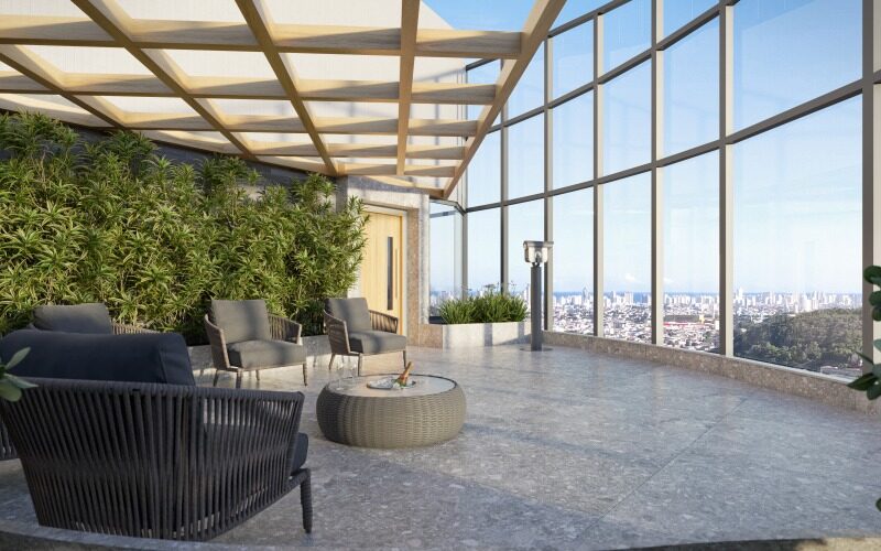 Lazer pilotis e cobertura